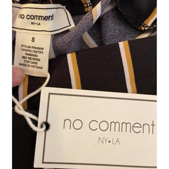 NWT No Comment NY.LA Black & Yellow Striped Wide-Leg Pants Small - Picture 3 of 9